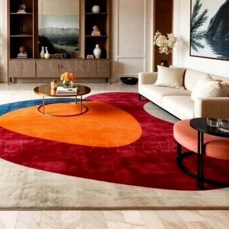Handcrafted Abstract Color Block Luxury Living Room Rug